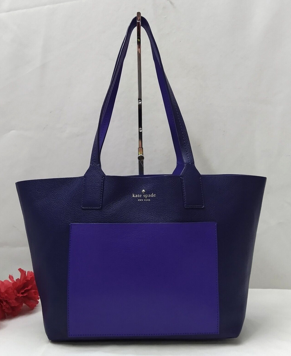Kate Spade Jones Street Posey Reversible Navy Blue Leather Tote Bag